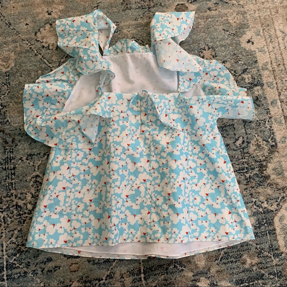 Tanya taylor blue and white floral sleeveless top - Picture 3 of 9